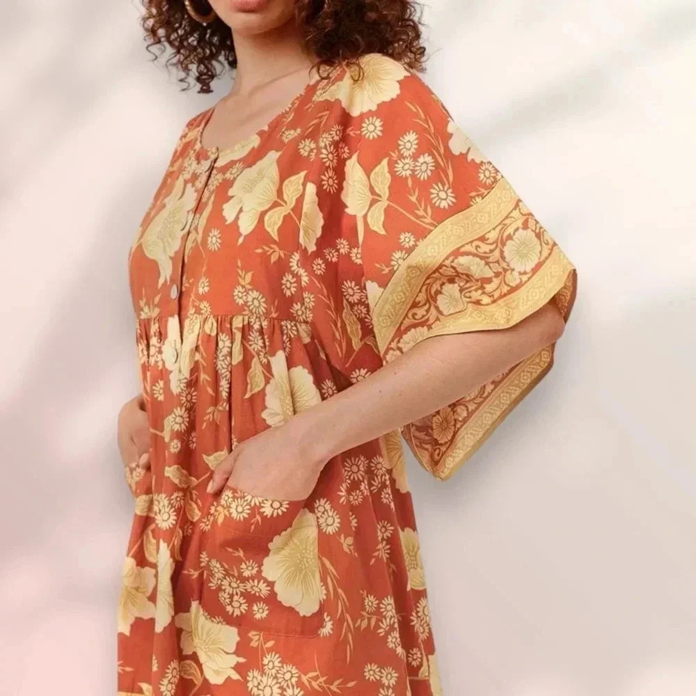 NWT SPELL & THE GYPSY Sloan Smock Mini Dress in Ochre Size M - Picture 8 of 16